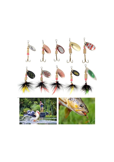 Valkyrie 10 Adet Kutulu Fly Spinner Bait Yem Zoka Seti Döner Tip Tatlı Tuzlu Sinek Olta