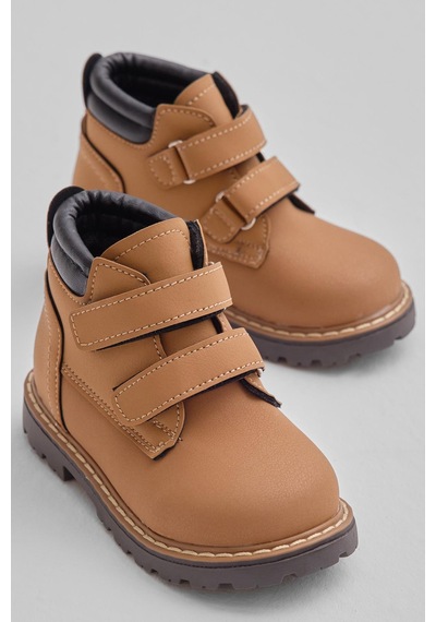 Tonny Black Kalın Termo Taban Sıcak Astarlı Çift Cırtlı Çocuk Unisex Camel Bot Tbrzn010 Camel