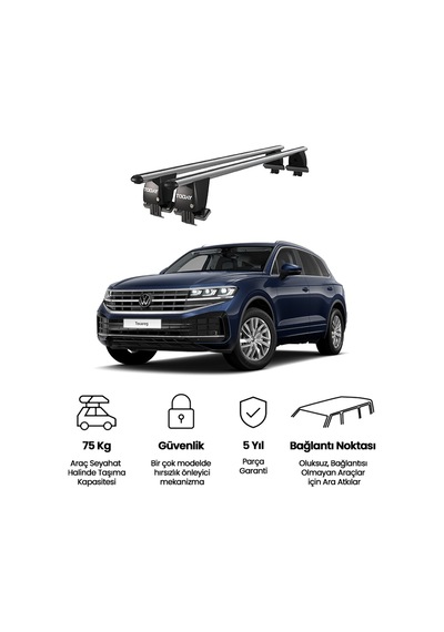 Royal Volkswagen Touareg 2018 Ve Sonrası Uyumlu Gri Ara Atkı Port Bagaj Tavan Barı