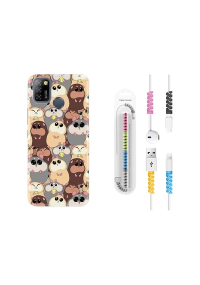 Infinix Smart 5 Kılıf Kablo Koruyuculu Sevimli Hayvanlar 1730