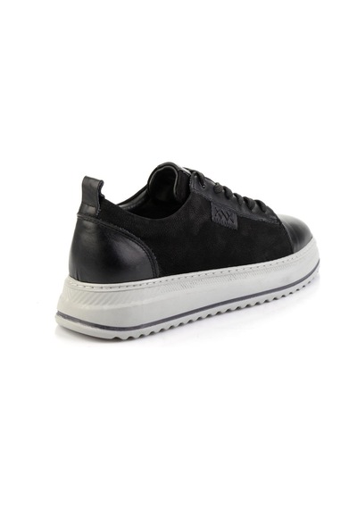 Bambi Siyah Siyah Hakiki Deri Erkek Sneaker E01398071201 Siyah