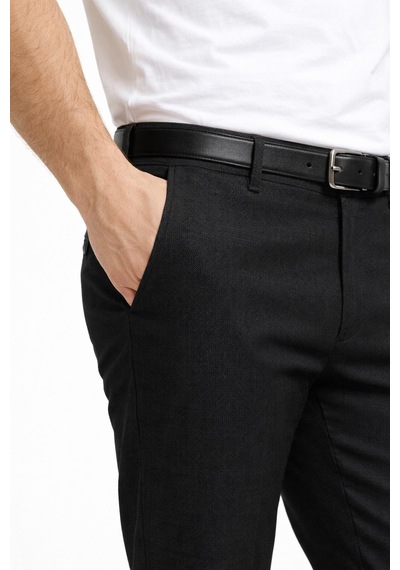 Classics Men Captiva İtalyan Kesim Comfort Fit Erkek Keten Pantolon - 7557 Siyah