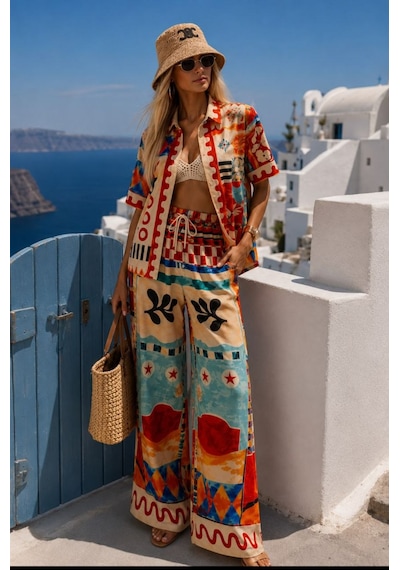 Meryu Ticaret İkili Takım Gömlek & Pantolon İthal Jessica Çok Renkli