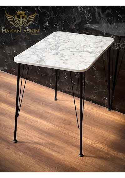 By Hakan Aşkın Siyah Metal Ayaklı 60x90 Cm Tek Masa Parlak White Marble 2023 Mutfak - Balkon - Çalışma Masası Parlak Beyaz Mermer Desen By Hakan Aşkın Siyah Metal Ayaklı 60x90 Cm Tek Masa Parlak White Marble 2023 Mutfak - Balkon - Çalışma Masası Parlak Beyaz Mermer Desen