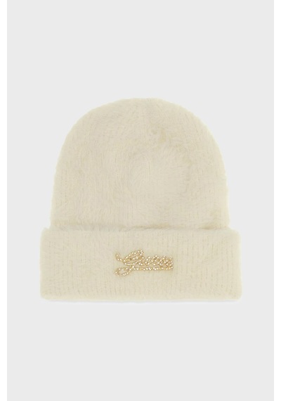 Guess Knitted Logolu Örme Bere Aw5633pol01 Kadın Bere Aw5633 Pol01 Off Ekru
