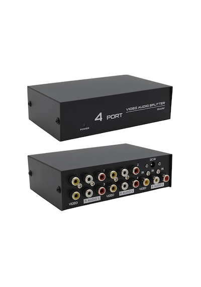 Av-104 4 Port Av Cvbs Rca Video Audio Splitter Çoğaltıcı Dağıtıcı Beyaz - Çok Renkli