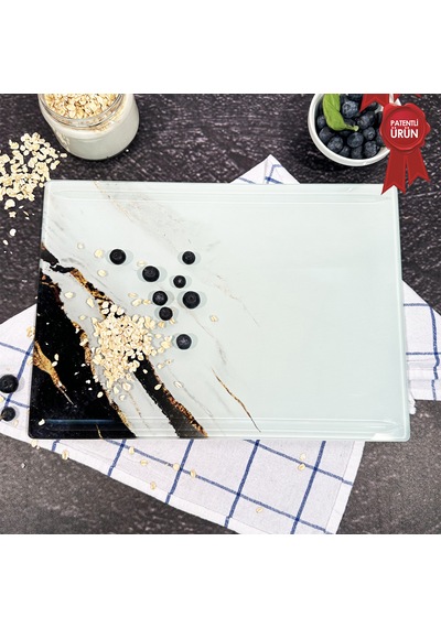 Kanallı Cam Kesme Tahtası - Golden Blast - 25x35cm