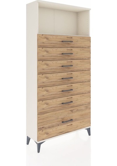 Arges Dolap Tek Raflı 7 Çekmeceli 88x30x182 Aytaşı-çam Aytaşı