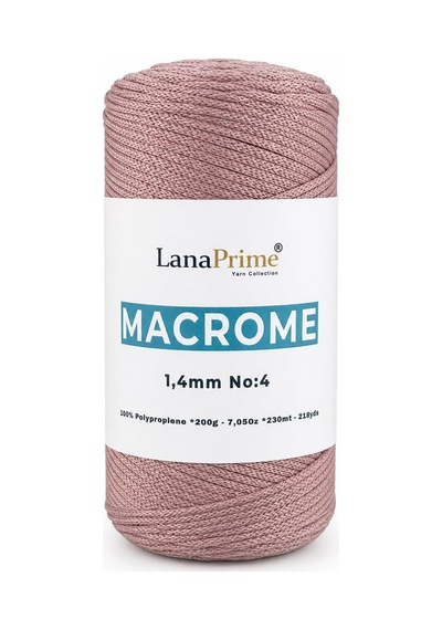 Makrome İpi 36-pudra 1.4mm No:4, 100% Polipropilen, 200g 230mt Diğer