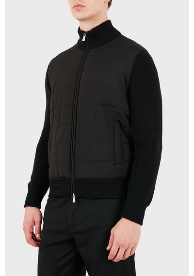 Gran Sasso Regular Fit Dik Yaka Kapitoneli Triko Ceket Erkek Ceket 23195 24639 099 Siyah