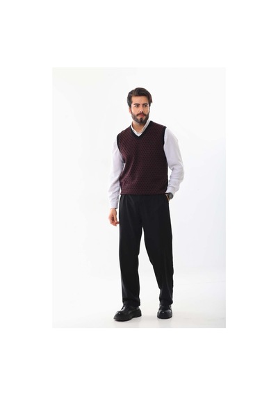 Pelikan Erkek V Yaka Desenli Süveter 7627 Bordo