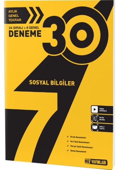 7 Sınıf Sosyal Bilgiler 30 Lu Deneme Hız Yayınları