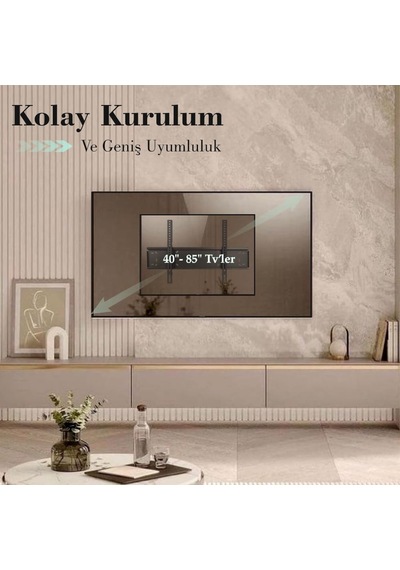 Ayrex Tvtech Tv-4085 Televizyon Duvar Askı Aparatı, 40"-85" İnç 102-216cm Vesa 400x400-600x400-600x500-700x500 Max