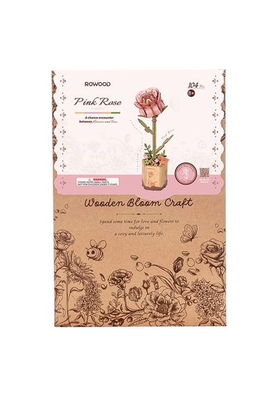 Rowood Tw041 Pembe Gül Pink Rose Dıy Minyatür Maket Model Seti Ahşap 3d Wooden Puzzle 3d Model Kit Ahşap Maket Dekoratif Hobi Seti