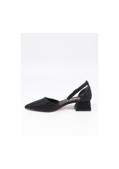 Nesilshoes Nesil Shoes Ermod 301 Siyah Simli Topuklu Kadın Ayakkabı