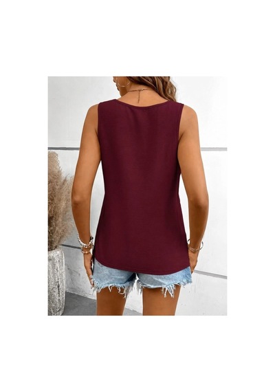 Butik İstanbul Kadın Askılı V Yakalı Aerobin Bluz Bordo