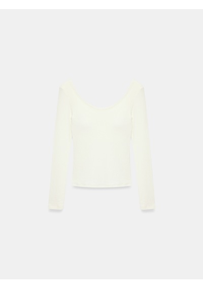 Dilvin 33237 Bra-free Uzun Kollu Top Ekru