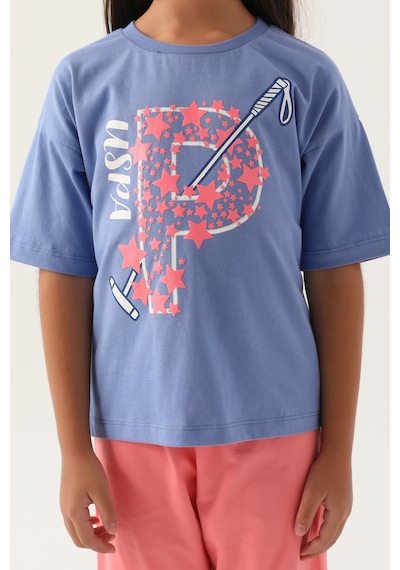 U.S. Polo Assn. Kız Çocuk Mavi Capri Alt Üst Takım 50315467-VR036