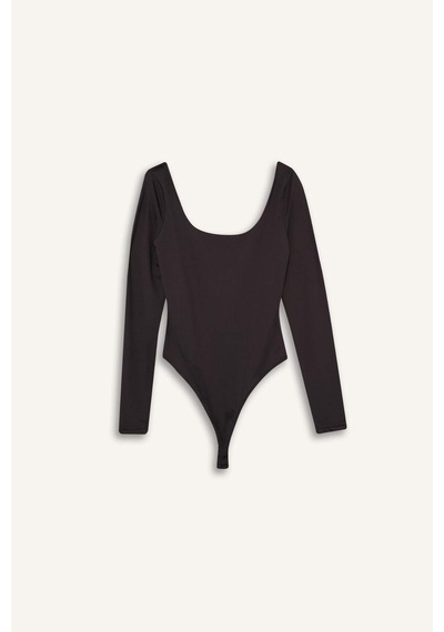Defacto Coool U Yaka Uzun Kollu Çıtçıtlı Bodysuit F8042ax25aubn549 Kahve