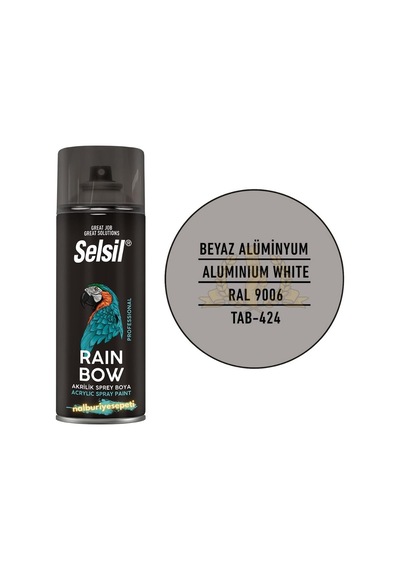 Selsil Rainbow Akrilik Sprey Boya Beyaz Alüminyum 400 Ml - Ral9006