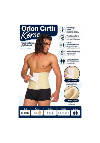 Orlon Cırtlı Korse Unisex Bel Ve Karın Destek Korsesi M 1007 - Rylks Diğer