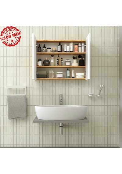 Roomart Ad7 Kulpsuz Çift Kapaklı Ahşap-Mat Beyaz Mdf 80 Cm Beyaz