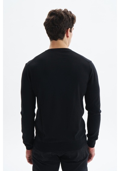 AR-MA Arma Erkek Slim Fit Likralı Pamuklu Örme V Yaka Triko Kazak K0kro0854 Siyah