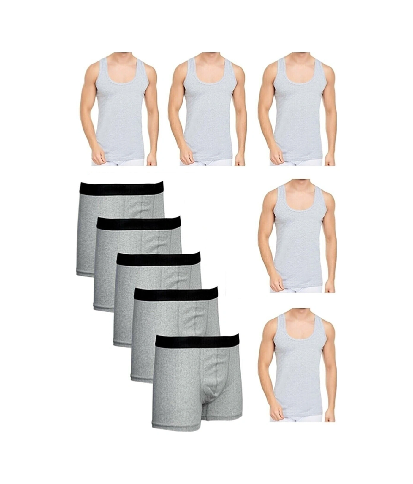 Tezzgelsin Erkek 10 Parça Atlet Ve Boxer Takımı Ekonomik Paket Atlet Ve Boxer Set 5 Atlet 5 Boxer Gri