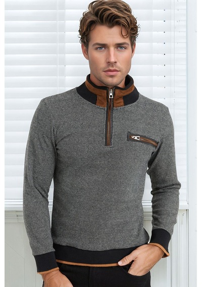 9039 Dewberry Erkek Sweatshırt-siyah-beyaz Siyah - Beyaz