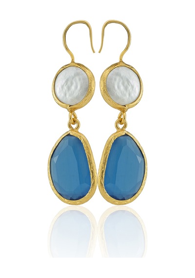 Kadir Jewellery 22 Ayar Altın Kaplama Kadın İnci Küpe -el İşçiliği Ve Hipoalerjenik Küpe Koyu Mavi 29544431