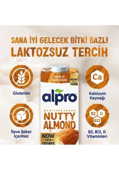 Badem Sütü 2x1 L Vegan Laktozsuz Bitkisel Alternatif