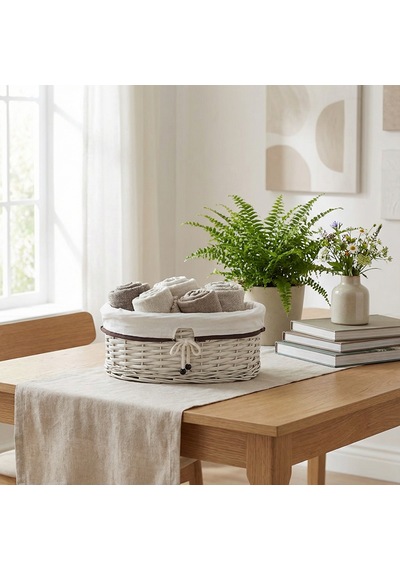 Koçtaş Plus Bağcıklı Oval Saklama Sepeti 40x32 Ekru