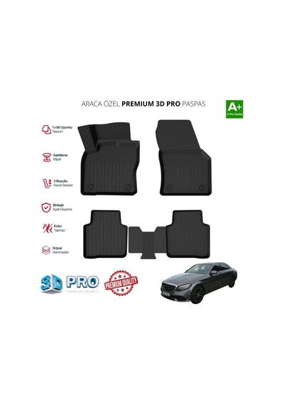Mercedes W205 Araca Özel 3d Paspas 2014 2015 2016 2017 2018 2019 2020 2021