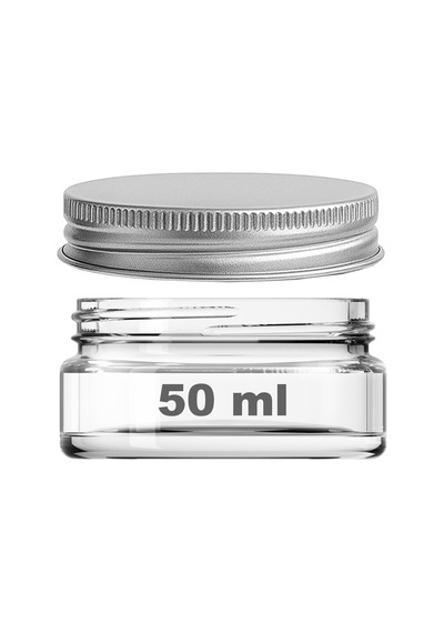 50 Ml Kapaklı Kozmetik Kavanozu 50 Cc Şeffaf Cam Krem Kavanoz 20 Adet, Metal Gümüş Kapak Çok Renkli