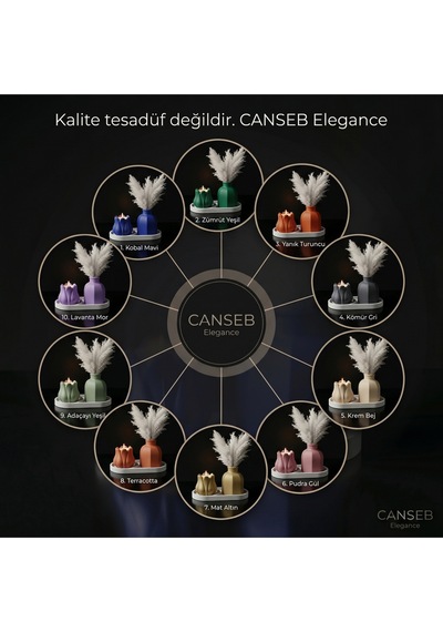 3lü Premium Avangard Köşeli Pampas Vazosu Lale Mumluk Seti - Tealight Mum Hediyeli 51994743