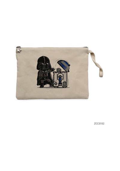 Zepplin Giyim Darth Vader R2D2 Trashcan Clutch Astarlı Cüzdan / El Çantası Krem