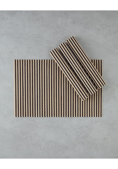 English Home Serene Bambu 4'lü Amerikan Servis 30x45 Cm Siyah-krem Siyah-krem