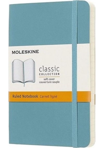 Moleskine Yumuşak Kapak Defter Mercan Mavisi Çizgili - 9x14 - 5468