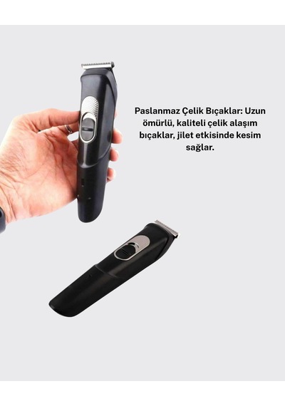 Taşınabilir Şarjlı Saç Sakal Tıraş Makinesi 3 Taraklı, Sessiz Ve Ergonomik