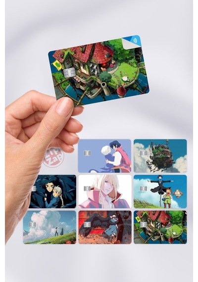 Yürüyen Şato Howl's Moving Castle Kart Kaplama Sticker 8 Adet Çok Renkli