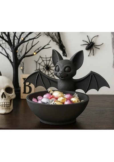 Halloween Cadılar Bayramı Dekoratif Yarasa Figürlü Şekerlik Kase Masa Üstü Dekor