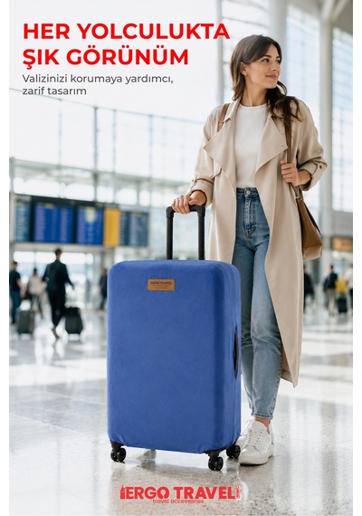 Viscofoam Valiz Bavul Koruma Kılıfı Kadife Kılıf - Lacivert | Ergo Travel