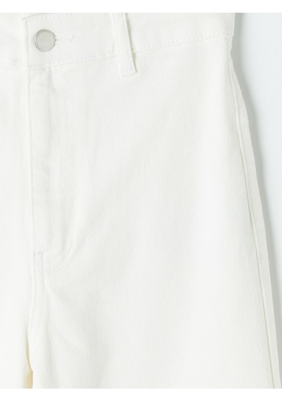 Lcw Modest Ekru Yüksek Bel Wideleg Kadın Jean Pantolon