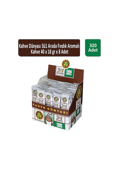 Kahve Dünyası 3ü1 Arada Fındık Aromalı Kahve 8'li 40 x 18 G