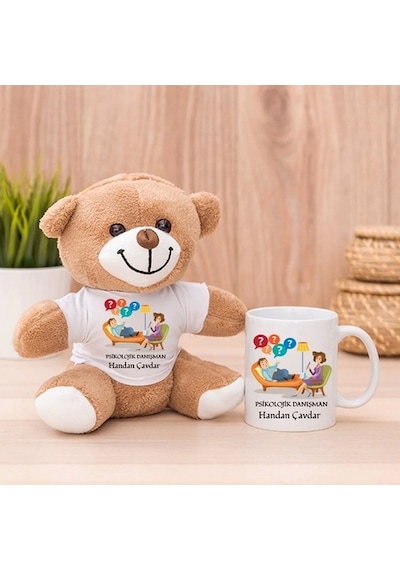 Psikolojik Danışmana Hediye Peluş Ayıcık Ve Kupa Bardak