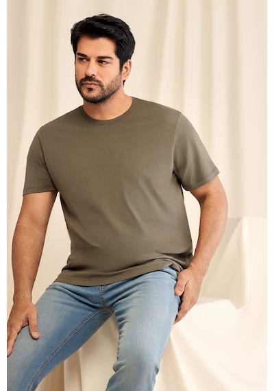 AC&Co / Altınyıldız Classics 4A4800000001HAKXS Slim Fit Bisiklet Yaka Kısa Kol Pamuklu Erkek Tişört Haki