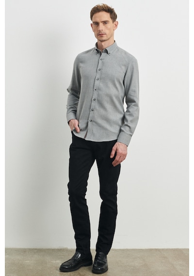 AC&Co / Altınyıldız Classics Erkek Açık Gri Slim Fit Dar Kesim Düğmeli Yaka Flanel Oduncu Gömlek Açık Gri AC&Co / Altınyıldız Classics Erkek Açık Gri Slim Fit Dar Kesim Düğmeli Yaka Flanel Oduncu Gömlek Açık Gri