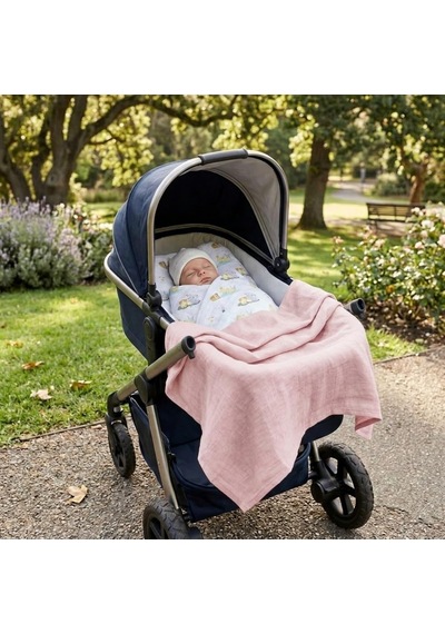 % 100 Pamuk 3'lü Müslin Bebek Örtüsü Iconıque Lapin & Petits Canetons & Innocent Pink 100x100 Throw3pack1004