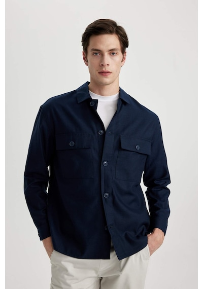 DeFacto Relax Fit Polo Yaka Cep Detaylı Gömlek Ceket B3903AX24SPNV64