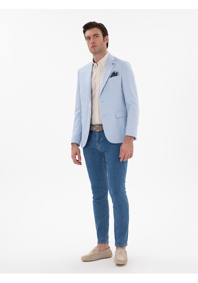 Cacharel Açık Mavi Slim Fit Spor Ceket Denim